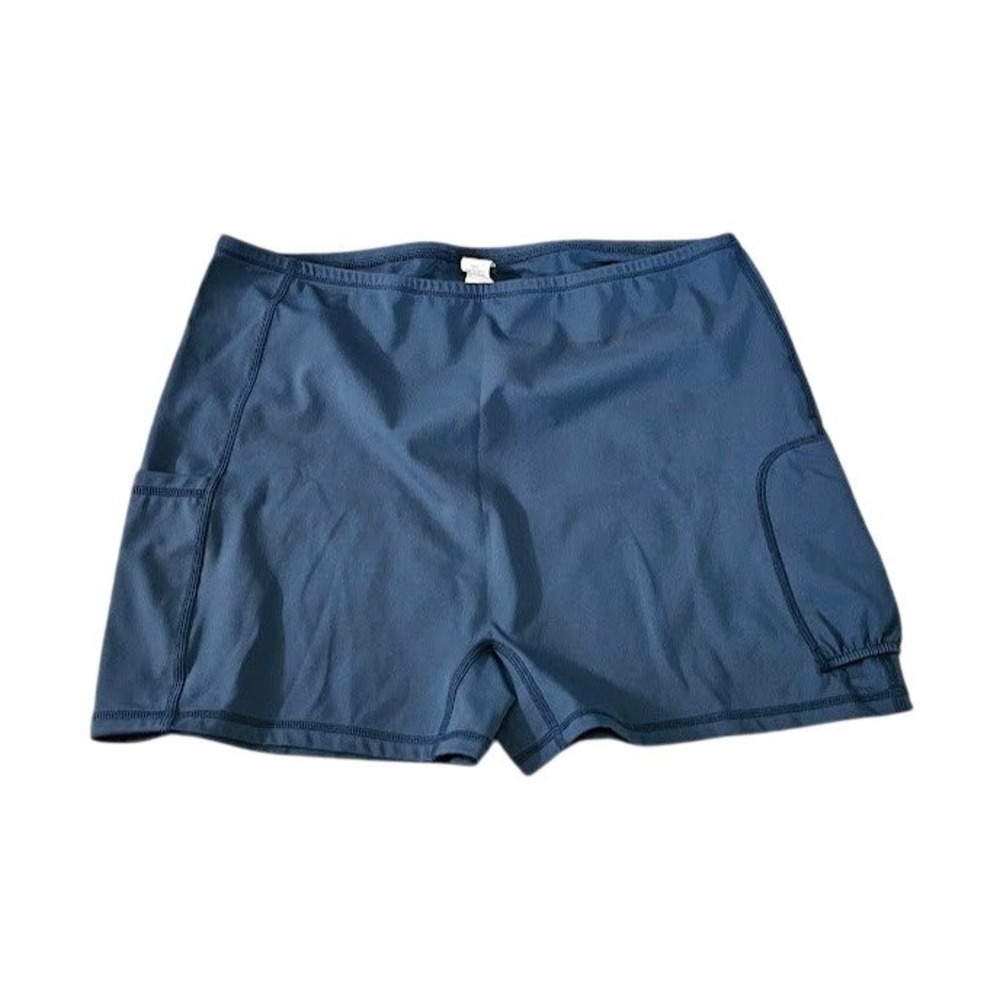 Halara Biker Shorts Women Large Blue High Waisted Activewear Pockets Athleisure